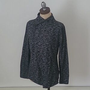 G.H Bass & Co Mock Neck Asymmetrical Zip Up Sweater M Marbled Gray